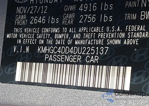 2013 Hyundai Genesis 3.8 z USA, uszkodzony, nr VIN KMHGC4DD4DU225137